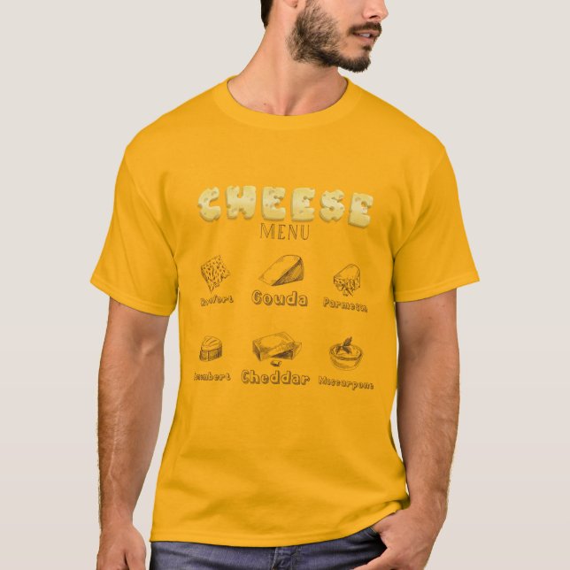 Camiseta Todos sobre o Menu Tipos de Queijo (Frente)