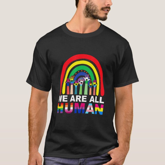 Camiseta Todos Somos Orgulho Humano Ally Rainbow Lgbt Flag (Frente)