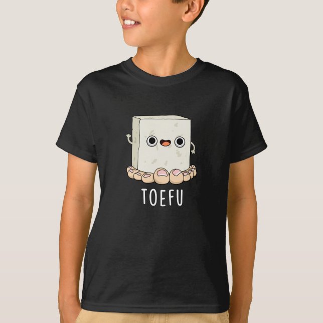 Camiseta Toe-fu Engraçado Tofu Pun Dark BG (Frente)