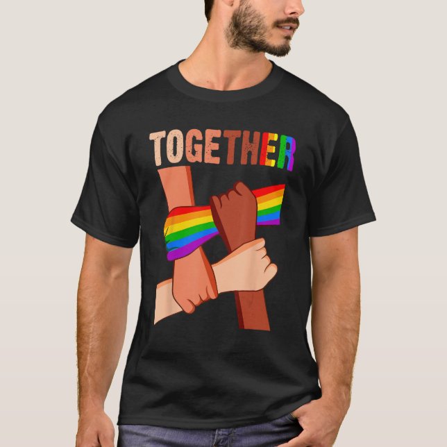 Camiseta Together Black Melanin Pride LGBT Gay Pride Suppor (Frente)