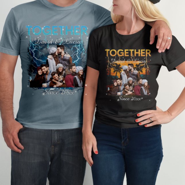 Camiseta Together Since Bootleg Retro Style Custom Photo  (Criador carregado)