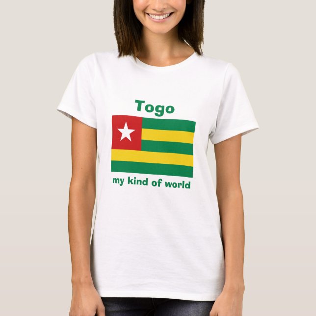 Camiseta Togo Bandeira + Mapa + Texto (Frente)