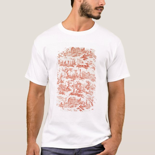 Camiseta Toile de Jouy, ilustrando os processos de manuf (Frente)