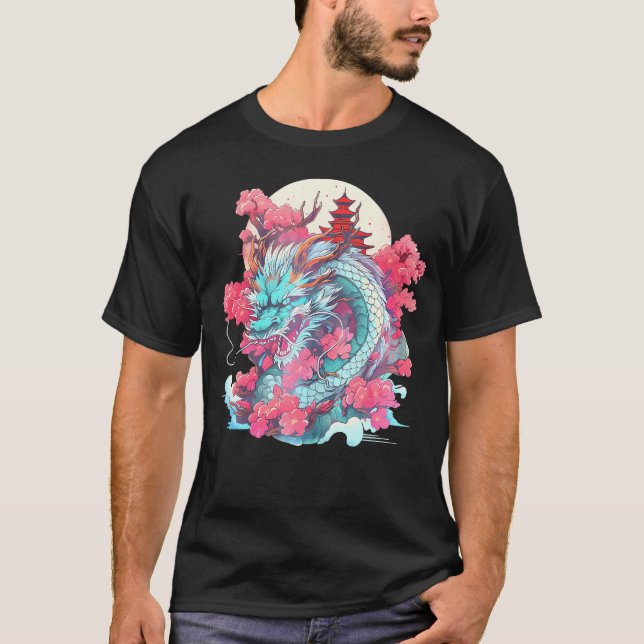 Camiseta Tokyo Asian Inspirou Dragão Japonês Dos Anos 80 (Frente)