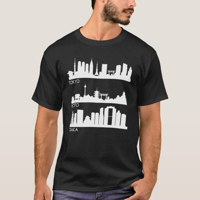 Camiseta Tokyo Osaka Kyoto Cidade do Japão Skyline (Frente)