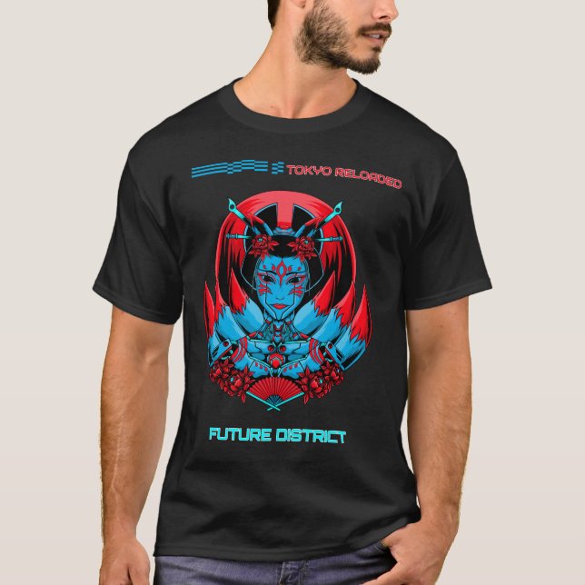 Camiseta Tokyo Reloaded – Cyberpunk Japan Art by BurnCorpo (Frente)