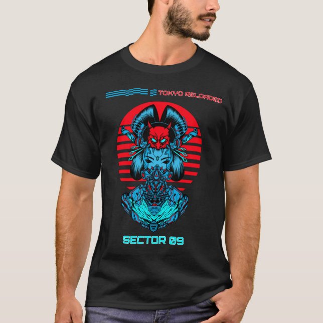 Camiseta Tokyo Reloaded – Cyberpunk Samurai Geisha Japan (Frente)