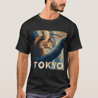 Camiseta Tokyo Travel Poster — Art-Deco Squirrel in Forest 