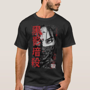 Camiseta Tokyo Yami – Assassino Sombra Negra com Kanjis