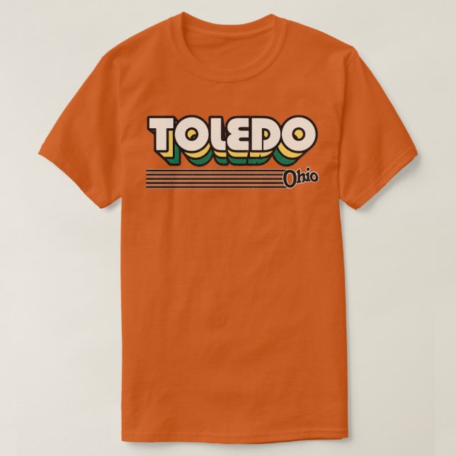 Camiseta Toledo Ohio Retro Stripes (Frente do Design)