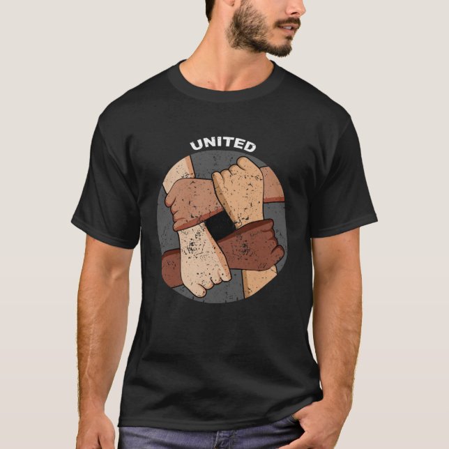 Camiseta Tolerância unida simples racismo humano Pullov (Frente)