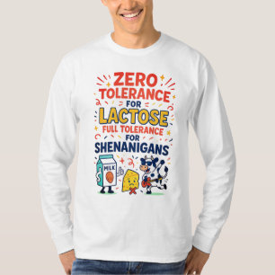 Camiseta Tolerância Zero para Lactose Engraçado