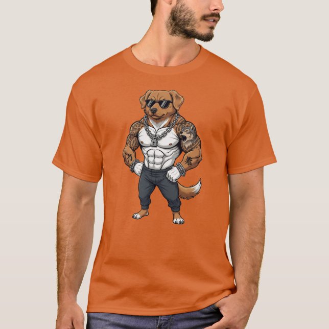 Camiseta Toller Dog, muscular, tattooed, bodybuilder  (Frente)