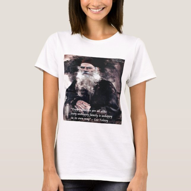 Camiseta Tolstoy Anna Karenina Famílias Felizes Citação (Frente)
