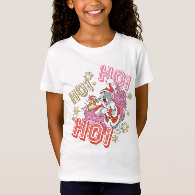 Camiseta Tom e Jerry "Ho! Ho! Ho!" Entrega de presentes de  (Frente)
