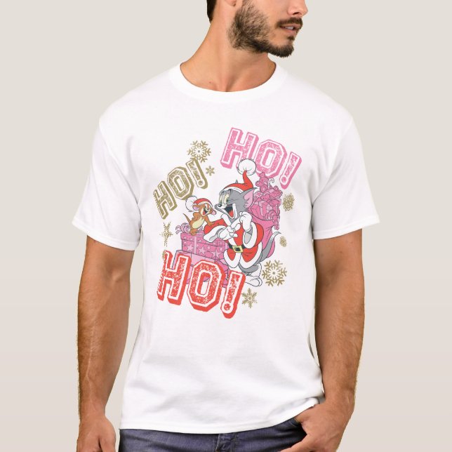 Camiseta Tom e Jerry "Ho! Ho! Ho!" Entrega de presentes de  (Frente)