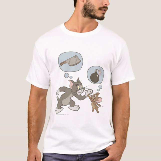 Camiseta Tom e Jerry Mau Pensamentos (Frente)