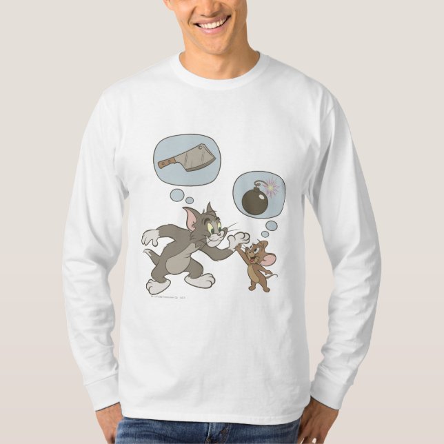 Camiseta Tom e Jerry Mau Pensamentos (Frente)
