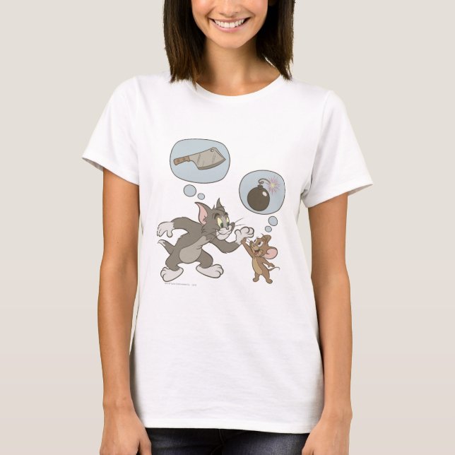 Camiseta Tom e Jerry Mau Pensamentos (Frente)