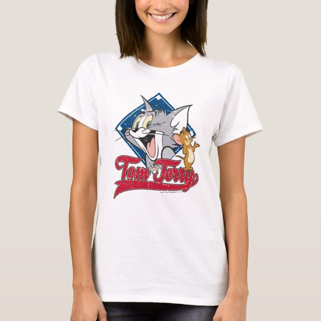 Camiseta Tom E Jerry | Tom E Jerry Sobre O Diamante De Base (Frente)