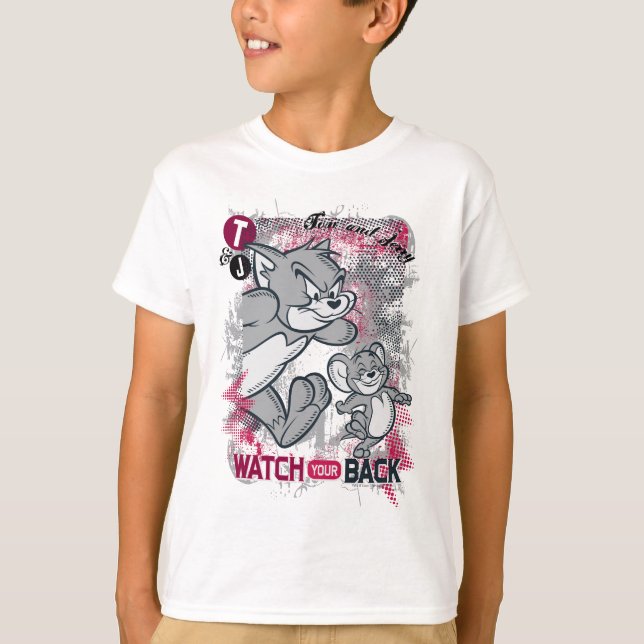 Camiseta Tom e Jerry vigiam suas costas (Frente)