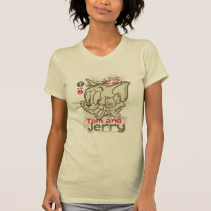 Camiseta Tom e rosa e verde de Jerry