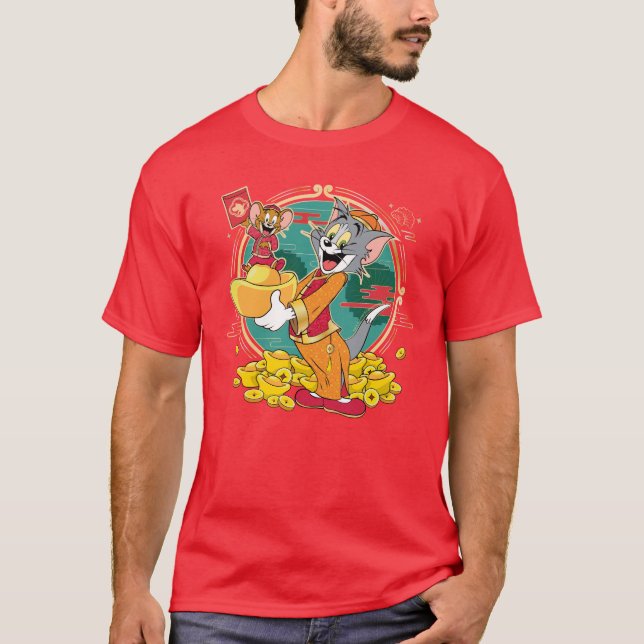 Camiseta Tom & Jerry Ano novo Envelope Vermelho (Frente)