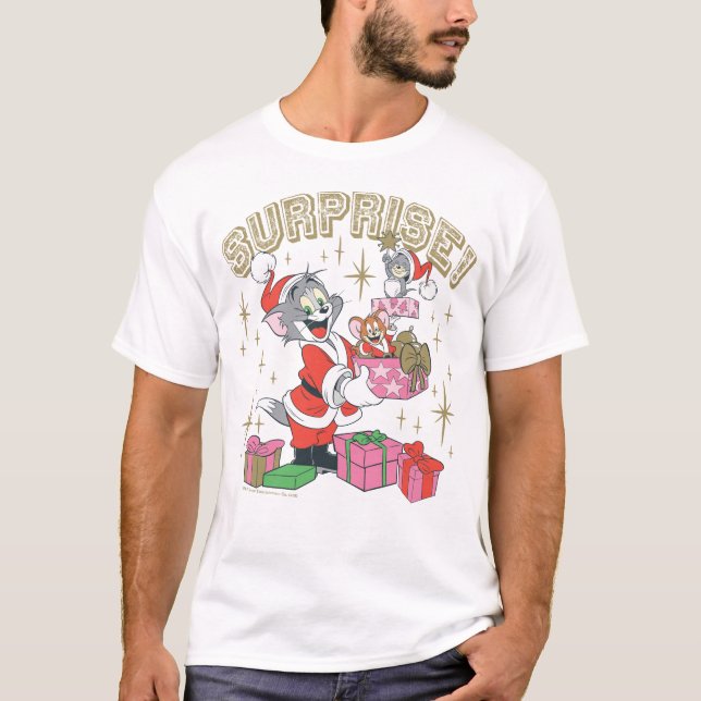 Camiseta Tom, Jerry e Nibbles Surpresa de Férias (Frente)