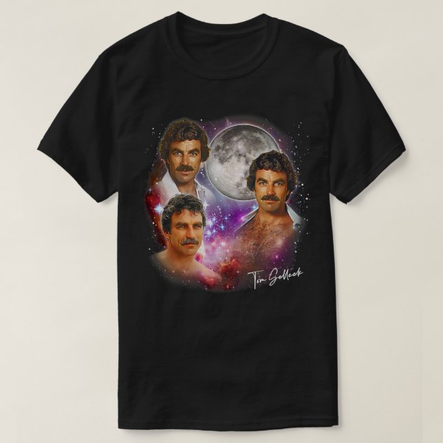 Camiseta Tom Selleck anos 80 Design estético 2 (Frente do Design)