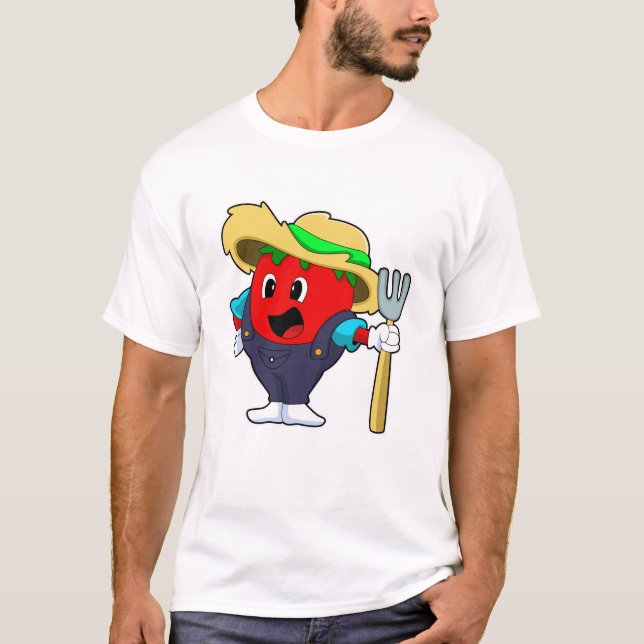Camiseta Tomate como agricultor com Rake (Frente)