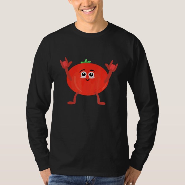 Camiseta Tomate Dançante Humor Vegetal Para Jardineiro Vega (Frente)