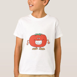 Camiseta tomate de desenho animado feliz e bobo