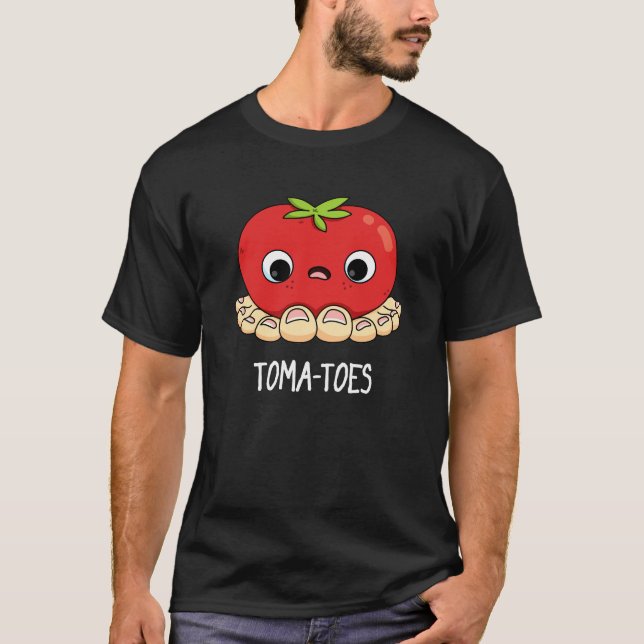 Camiseta Tomate Engraçado Toma com Toes Pun Dark BG (Frente)