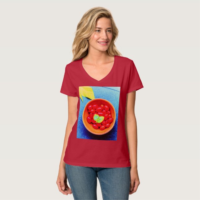 Camiseta "Tomates Ball" Foto Cuta. Compre agora (Frente Completa)