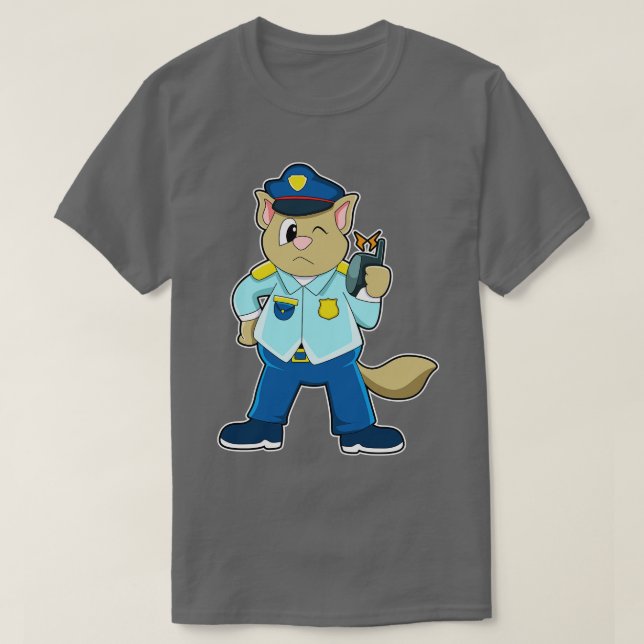 Camiseta Tomcat como agente da polícia com microfone unifor (Frente do Design)
