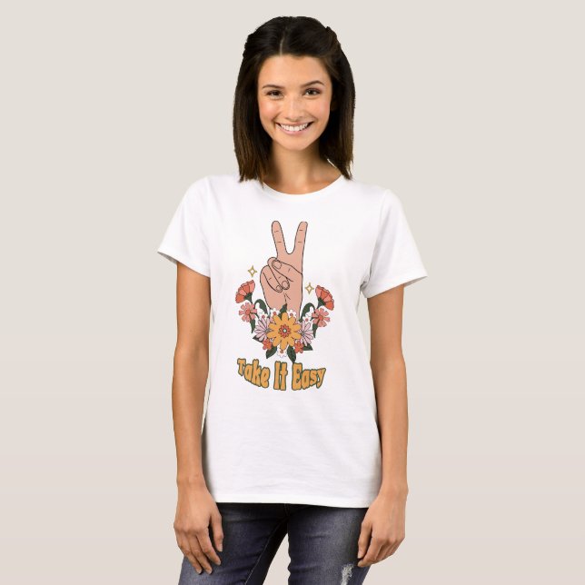 Camiseta Tome as Coisas Fácil Boho Floral (Frente Completa)