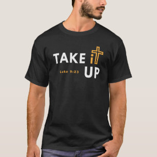 Camiseta Tome-lhe acima do verso transversal Luke cristão 9