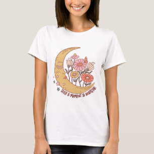 Camiseta Tome um momento para respirar - boho groovy moon f