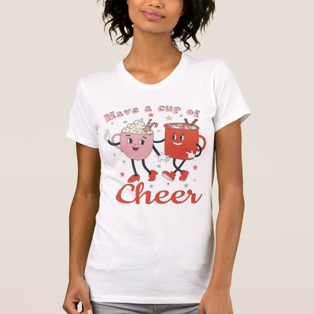Camiseta Tome Uma Xícara De Feliz Natal Rosa (Frente)