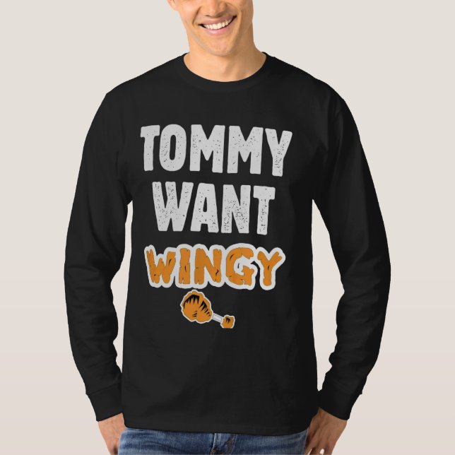 Camiseta Tommy Quer Frango Engraçado da Wingy Tommy é engra (Frente)