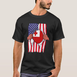 Camiseta Tonga Flag Sangue Dentro Me Orgulho Doméstico Tong