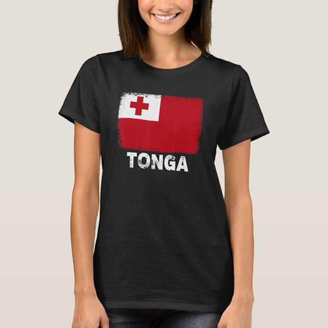 Camiseta Tonga Flag Suporta Tonga Pessoas Mulheres Homens (Frente)
