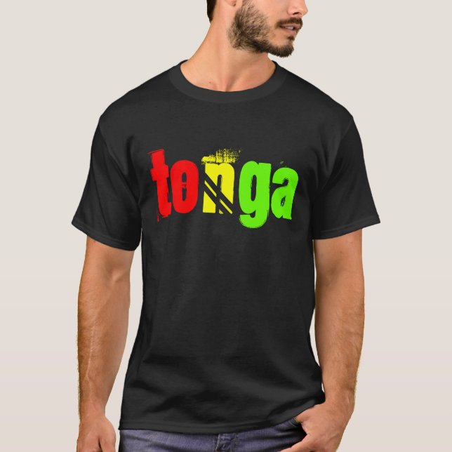 Camiseta Tonga nomeada tee em cores Reggae (Frente)