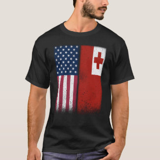 Camiseta Tonga Tongan American Flags Proud USA Tonga