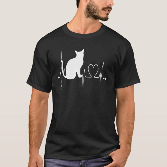 Camiseta Tonquinês Gato De Coração Ekg Eu Amo Meu Tonquinês (Frente)