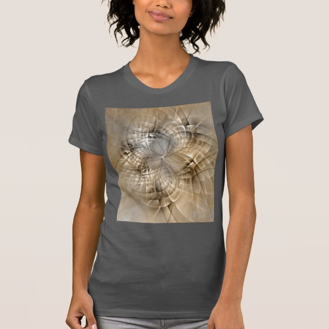 Camiseta Tons da Terra Textura de Arte Fractal Moderna Abst (Frente)