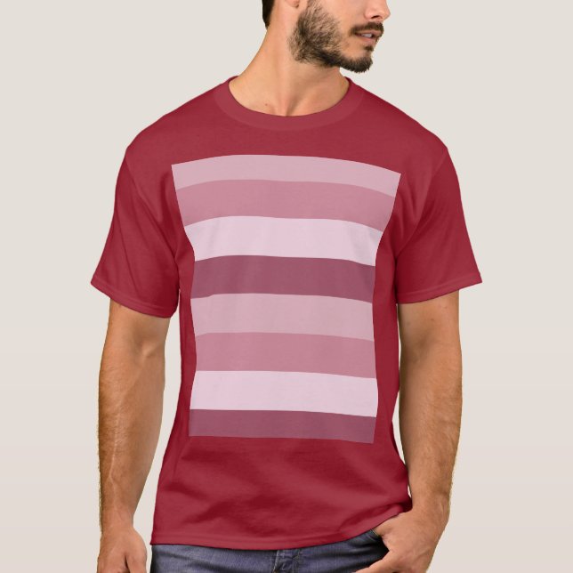 Camiseta Tons de cor rosa listras design  (Frente)