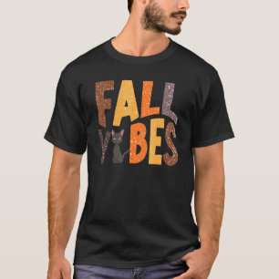 Camiseta Tons Retro de Outono Gato Preto Feliz Outono Ação