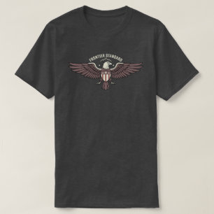 Camiseta Tons Terrosos do Escudo Águia Padrão da Vintage Fr