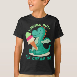 Camiseta Tonsillectomia Cirurgia Tonsils lança Sorvete em